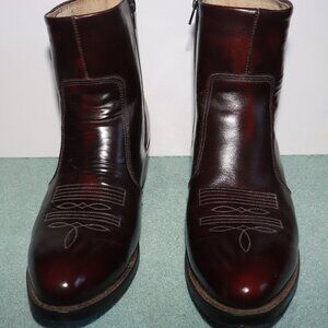 DURANGO TR825 Burgundy Sleek Leather Ankle Western Side Zip Men's Boots Sz 8.5EE